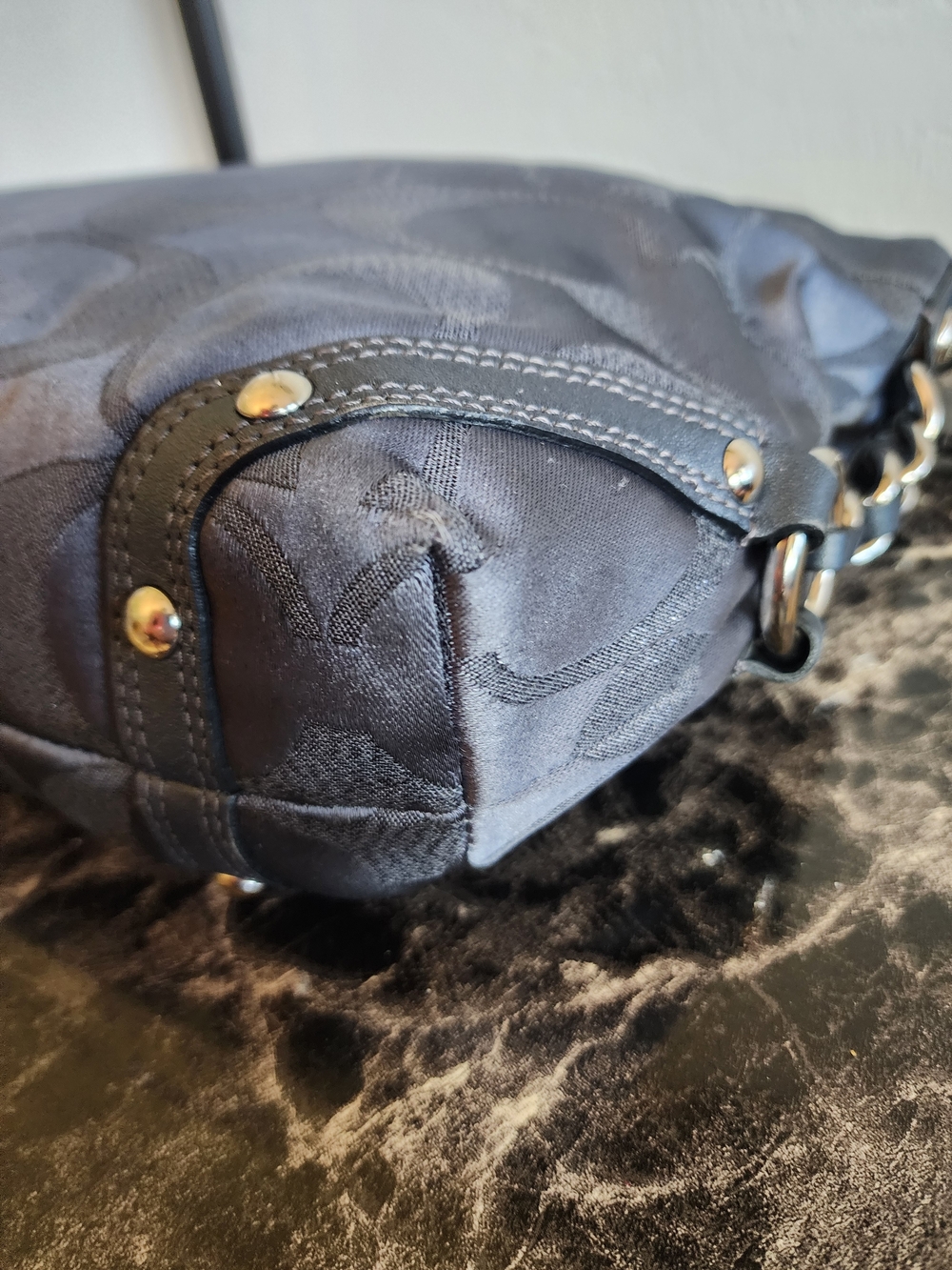 Coach Carly In Shimmering Gray With Silver Hardware - Picture 9 of 14